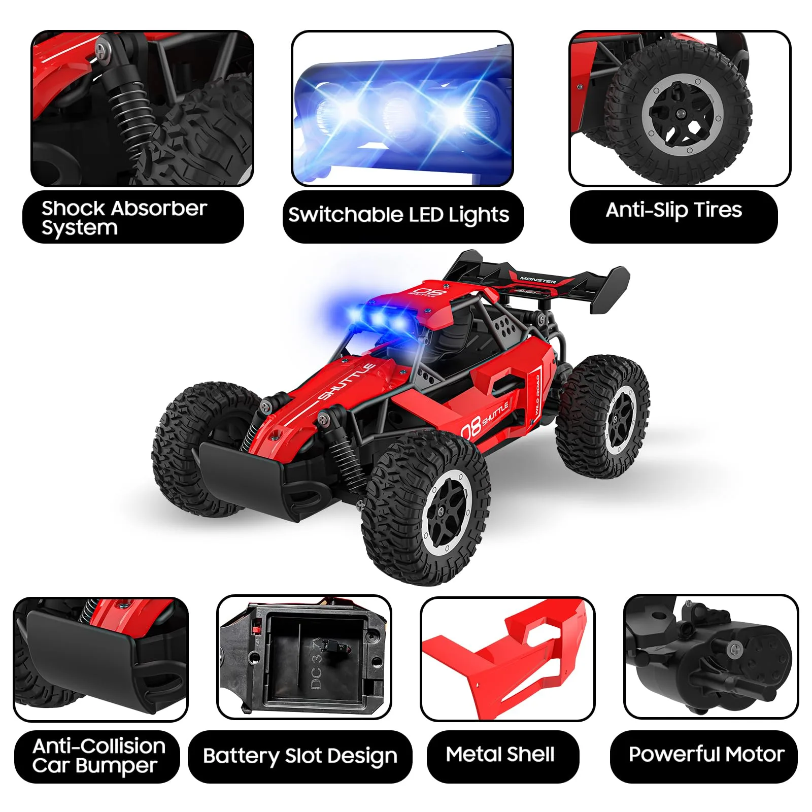 ZWN 3699-087 Shuttle Alloy High-Speed RC Car with 2.4GHz Remote Control product image 2